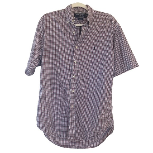 Ralph Lauren Sport Short Sleeve Plaid Polo Size Small Red Blue - Picture 1 of 4